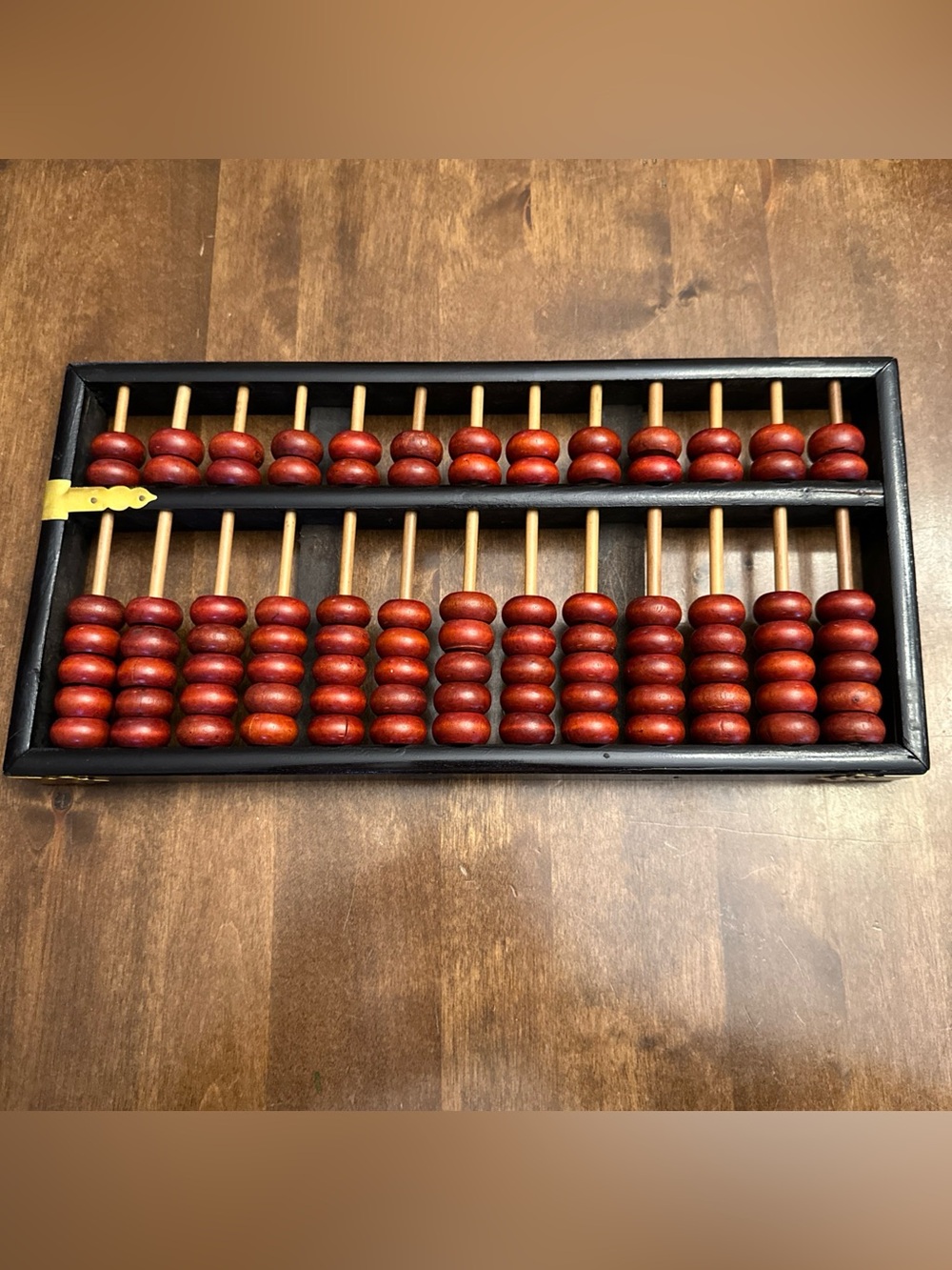 Vintage Lotus Flower Brand Wooden Abacus Adding Machine Black *FLAW*